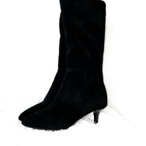 La Canadienne Black Suede Leather Over the Calf Boots 8M
